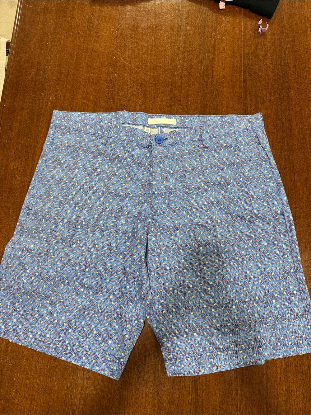 Robert Graham Blue Micro-Flower Flat-Front Shorts